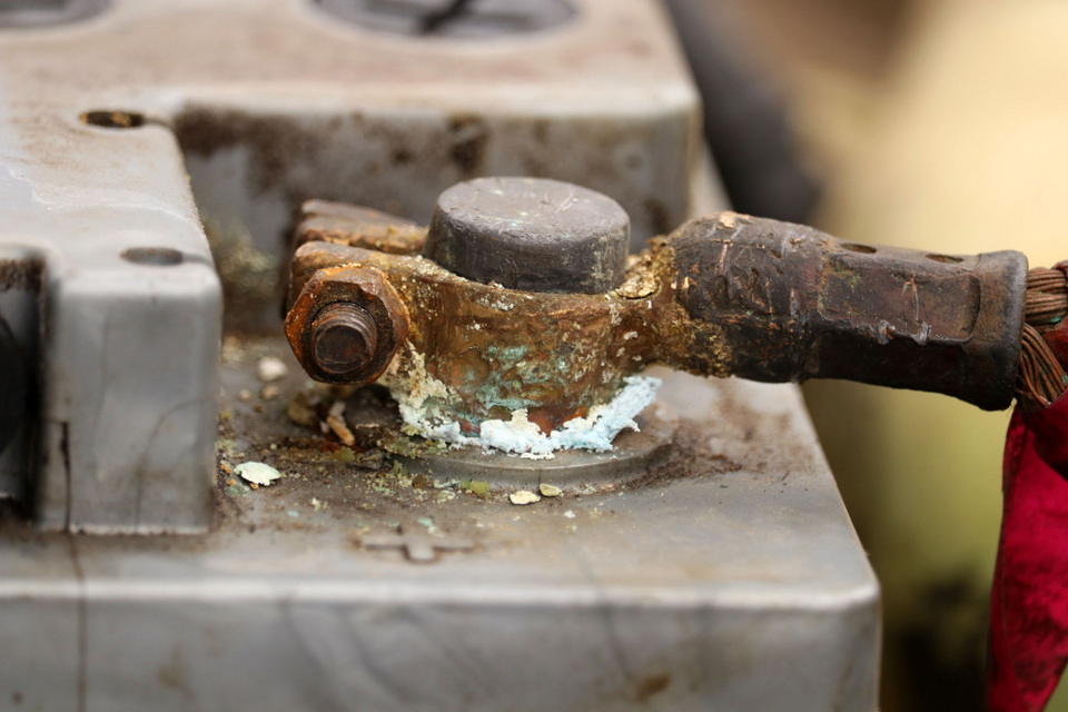 Corroded electrical terminals on a generator