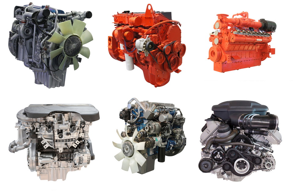 A lineup of various diesel engines