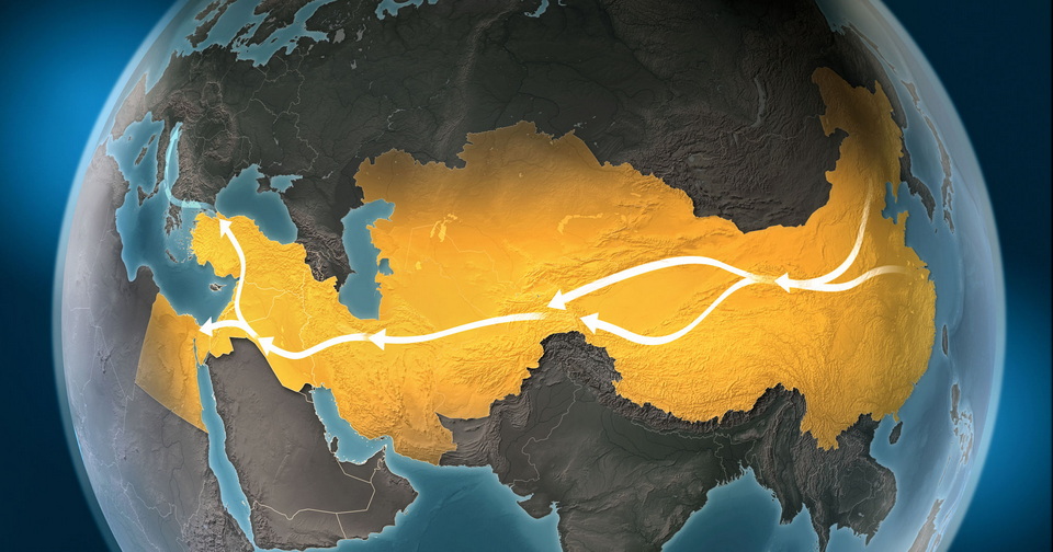 A map showing shipping routes from China and Turkey to Europe